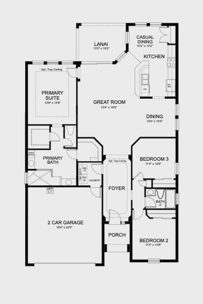 2D floor plan layout for the Aruba by Taylor Morrison in Firethorn, Parrish, FL (Image 3).