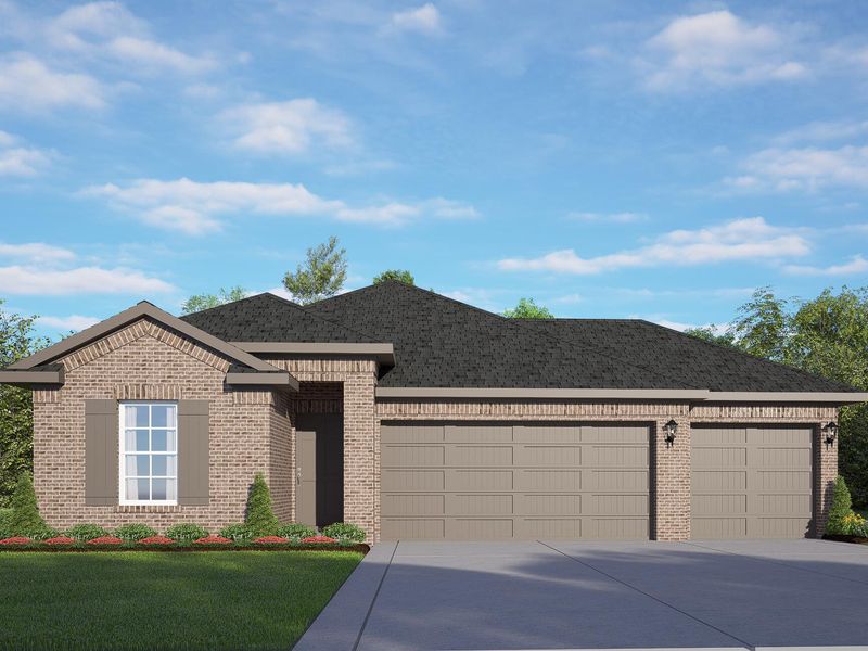 Representative exterior photo of a completed home built from the The Laguna A with 3-Car Garage by Davidson Homes LLC in River Ranch Meadows, Dayton, TX (Image 22).
