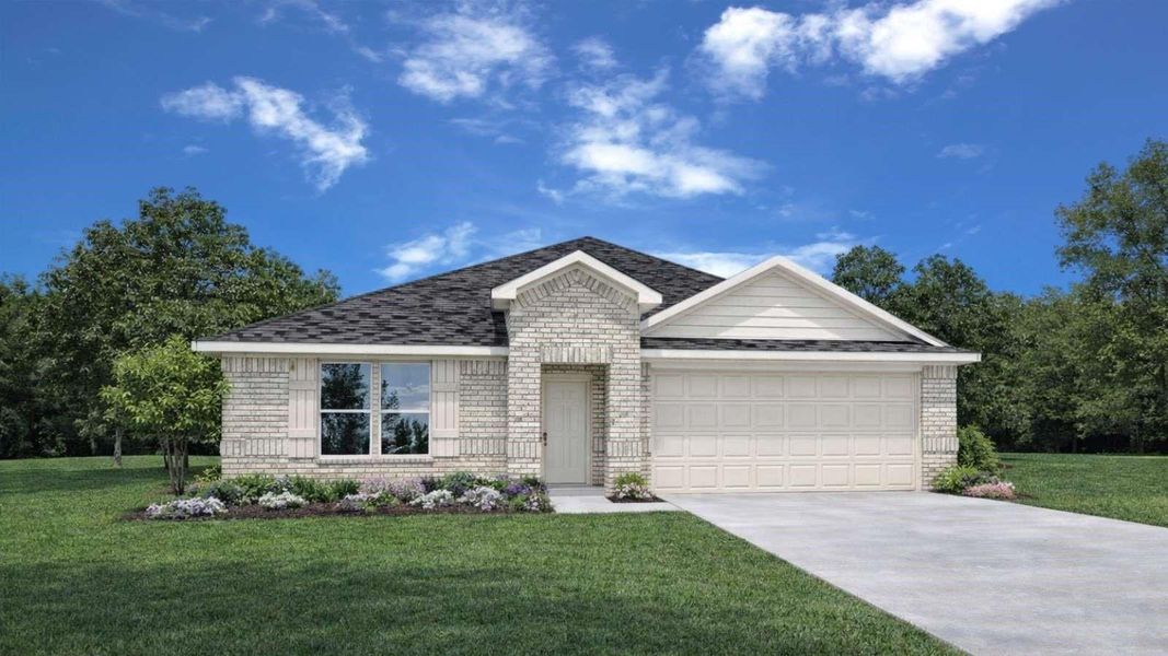 Front exterior of a new home in Granger Pines, Conroe, TX, highlighting curb appeal (Image 1). Front exterior of a new home in Granger Pines, Conroe, TX, highlighting curb appeal (Image 1).