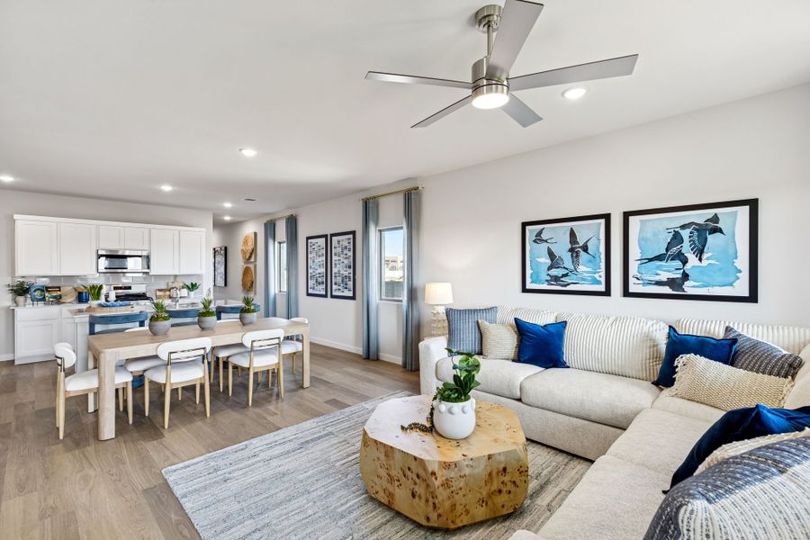 Living Room in a Nicholson Ranch Magnolia Model Home in Lavon TX by Trophy Signature Homes