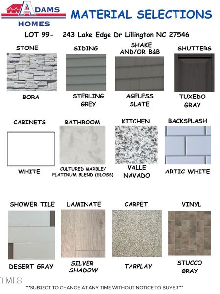 Material Selections - Template (2) Material Selections - Template (2)