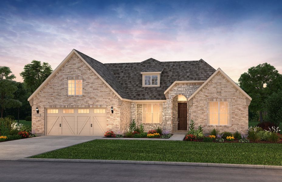 The Stellar, a one-story home with 2-car garage, shown with Home Exterior FC201