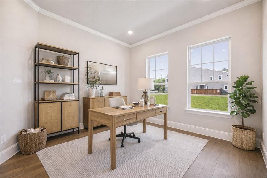 Spacious first - floor study.
