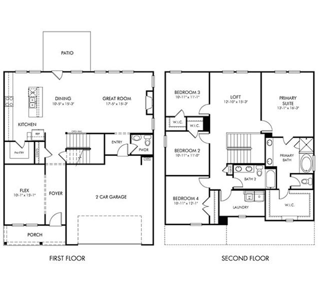 2D floor plan layout of this home in Harmony Manor, Fairburn, GA (Image 3).