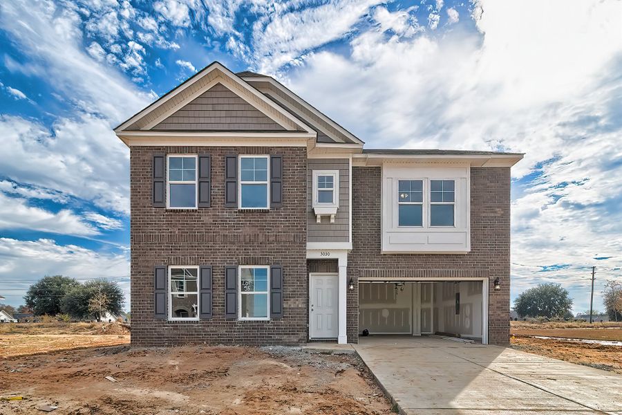 Representative exterior photo of a completed home built from the Devereaux II by Great Southern Homes in Beach Forest, Sumter, SC (Image 3). Representative exterior photo of a completed home built from the Devereaux II by Great Southern Homes in Beach Forest, Sumter, SC (Image 3).