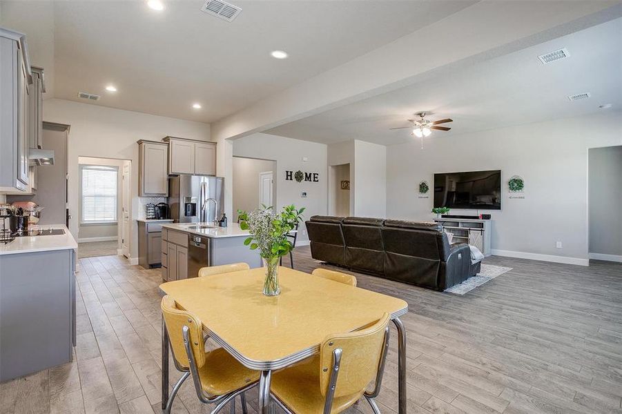 Dining area and open concept living