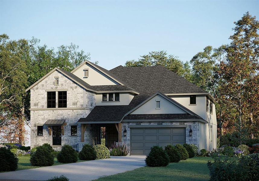 Front exterior of a new home in Wellington, Haslet, TX, highlighting curb appeal (Image 1). Front exterior of a new home in Wellington, Haslet, TX, highlighting curb appeal (Image 1).
