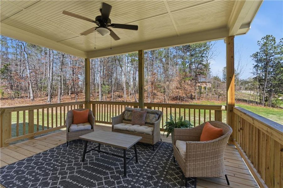 Exterior details and patio area of a home in The Estates at Hurricane Pointe, Douglasville (Image 3).