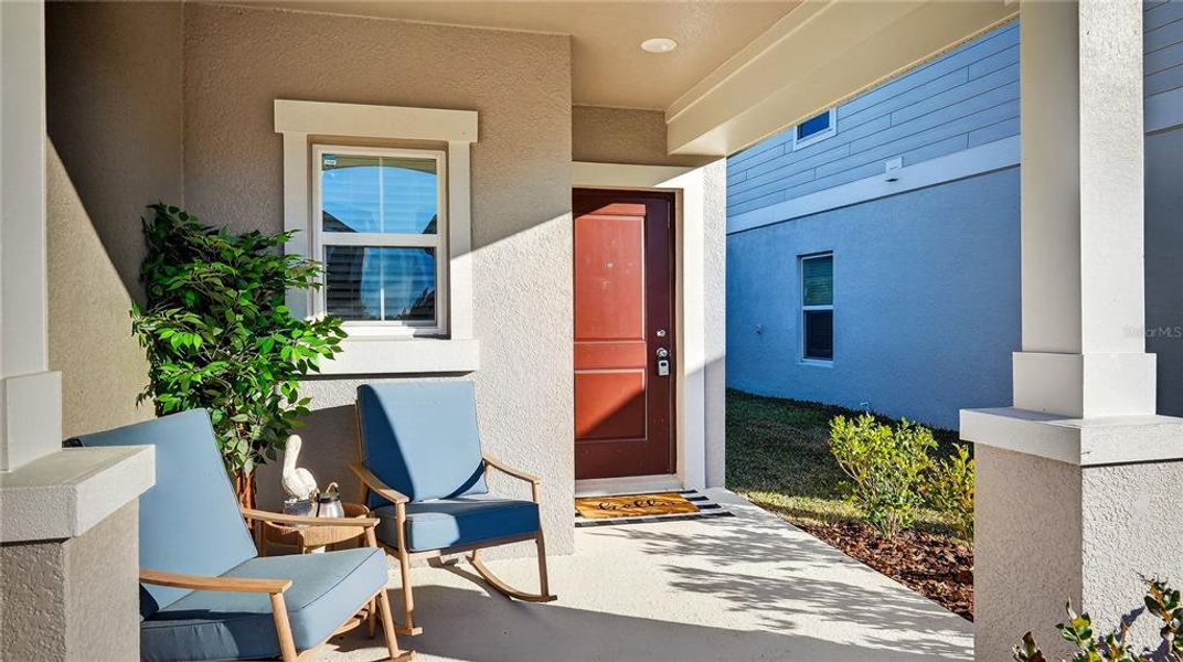 Exterior details and patio area of a home in Preserve at LPGA: Manor Collection, Daytona Beach (Image 2).