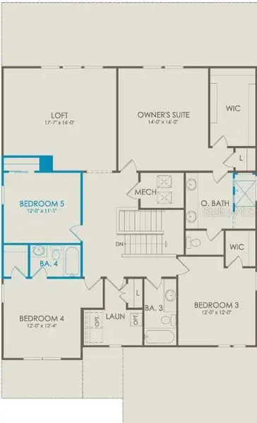 2D floor plan layout of this home in Willow Ridge, Montverde, FL (Image 3).