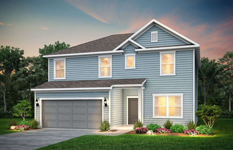 Front exterior of a new home in Carriage Estates, Lexington, SC, highlighting curb appeal (Image 17).