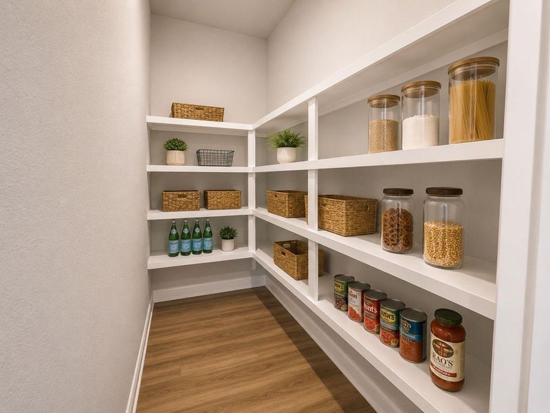 Large Pantry. Virtual staging for reference to showcase the floor plan potential.