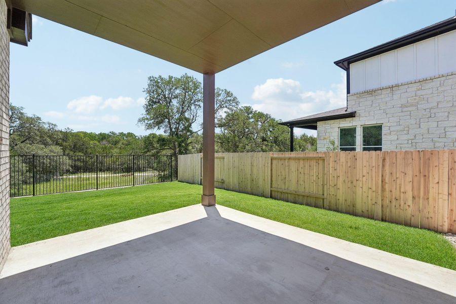 Exterior details and patio area of a home in Persimmon, Buda (Image 3).