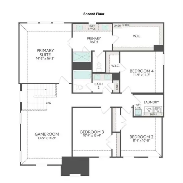 2D floor plan layout of this home in Discovery Collection at View at the Reserve, Mansfield, TX (Image 3).