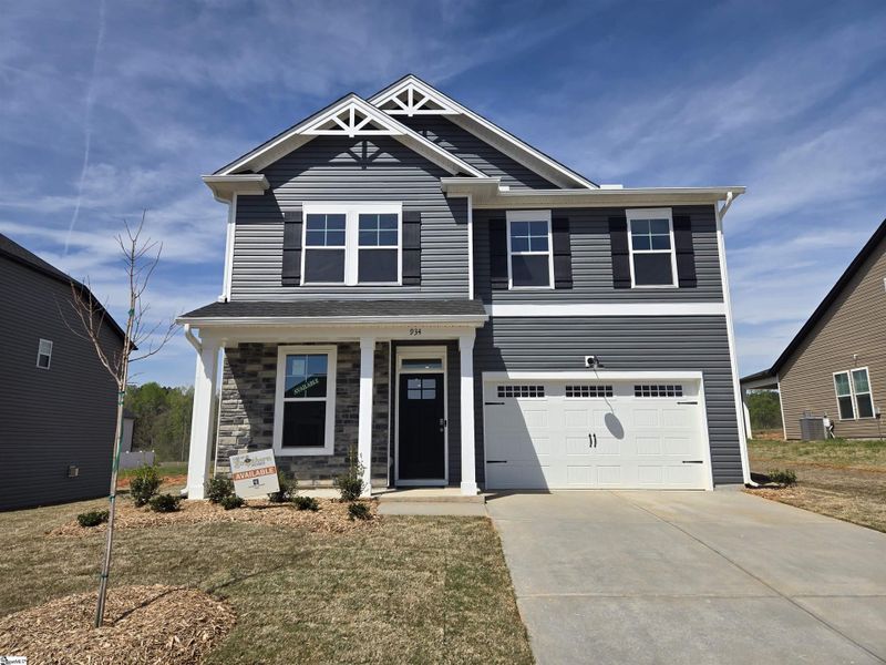 Front exterior of a new home in Shiloh Trail, Wellford, SC, highlighting curb appeal (Image 2).