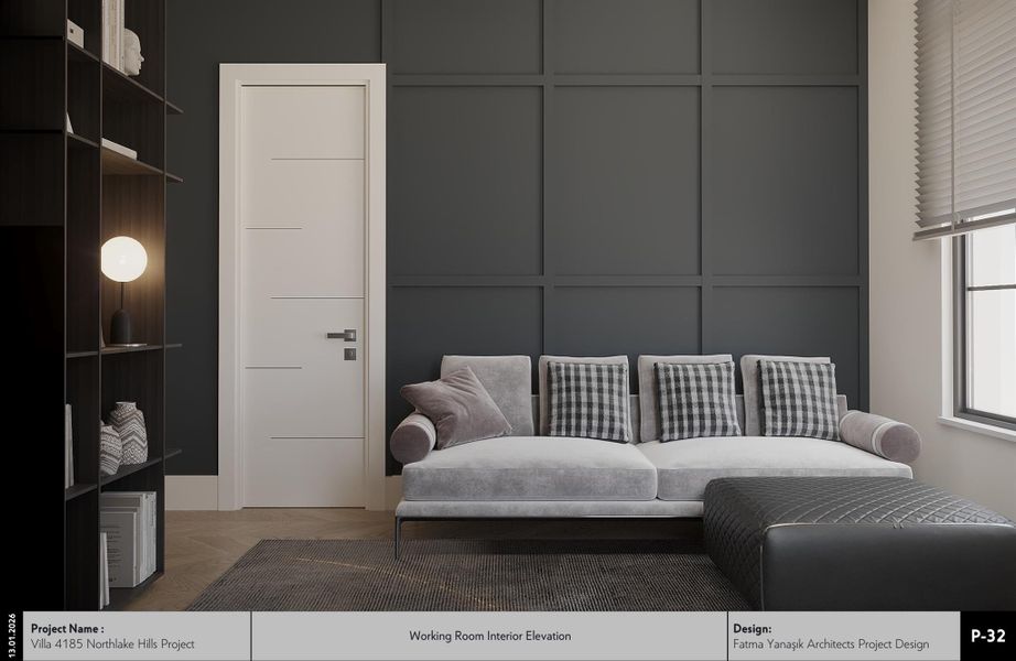 Living area featuring a decorative wall and light wood-type flooring