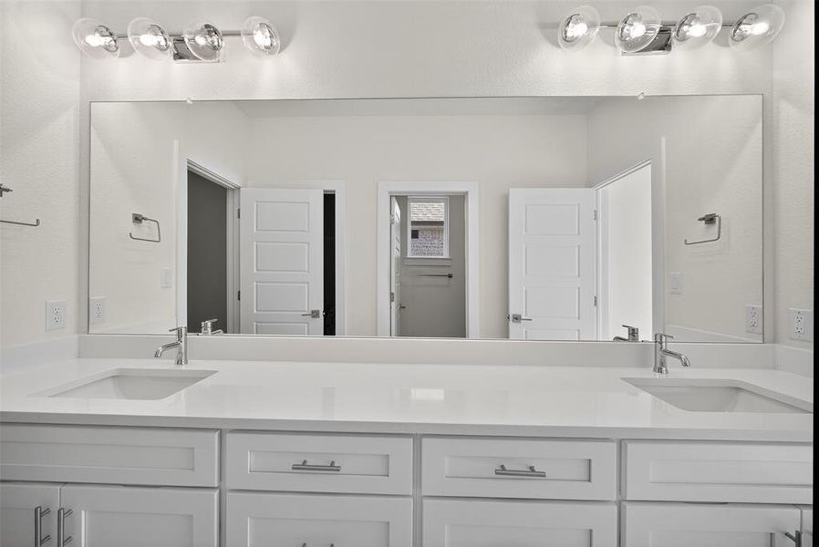 Full bath with double vanity and a closet Full bath with double vanity and a closet
