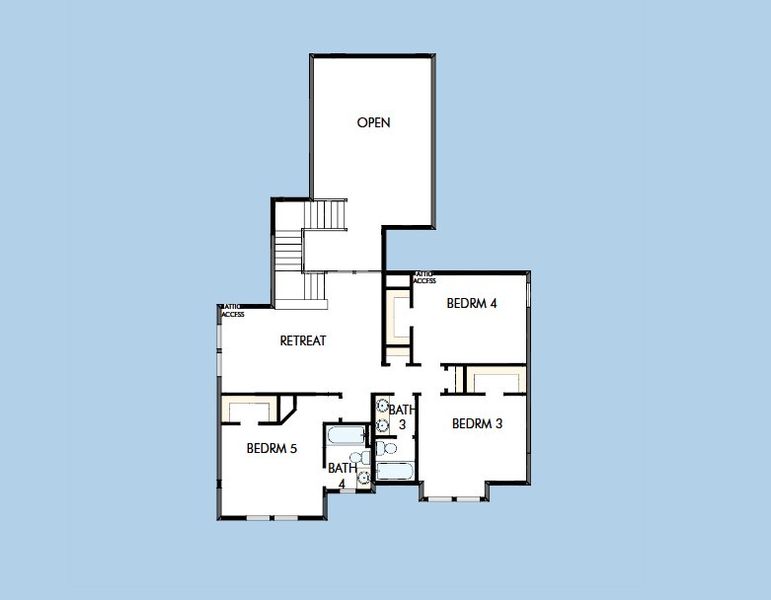 2D floor plan layout for the The Primrose by David Weekley Homes in Mustang Lakes, Celina, TX (Image 3).