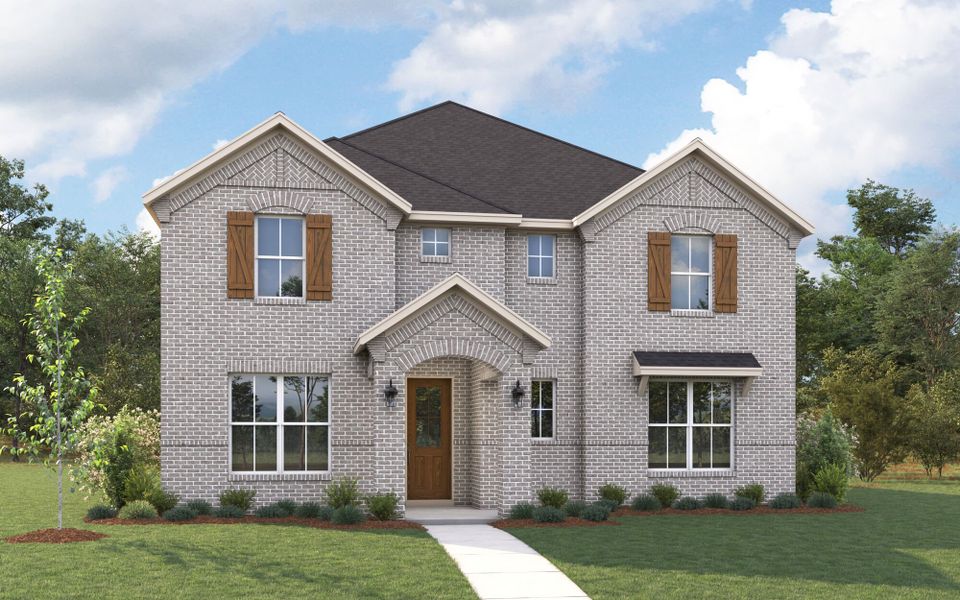 Representative exterior photo of a completed home built from the Rayburn by Mattamy Homes in Bridges at Preston Crossings, Gunter, TX (Image 2). Representative exterior photo of a completed home built from the Rayburn by Mattamy Homes in Bridges at Preston Crossings, Gunter, TX (Image 2).