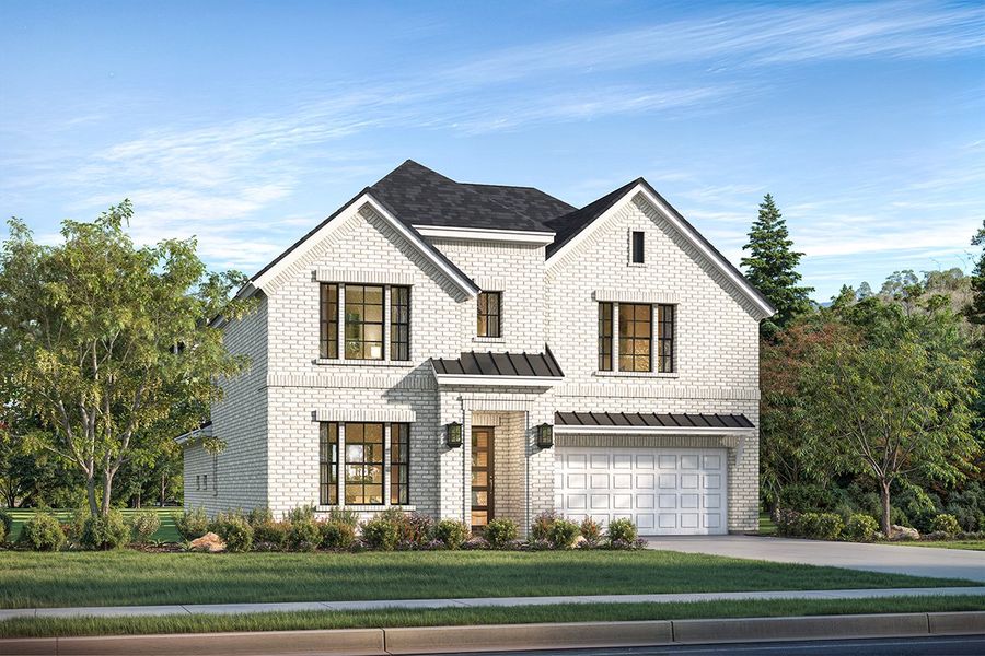 Representative exterior photo of a completed home built from the Madison by Landon Homes in Fields - East Village, Frisco, TX (Image 2). Representative exterior photo of a completed home built from the Madison by Landon Homes in Fields - East Village, Frisco, TX (Image 2).