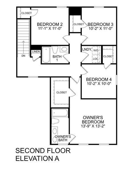 2D floor plan layout for the Iris by Ryan Homes in Liberty Grove, China Grove, NC (Image 2). 2D floor plan layout for the Iris by Ryan Homes in Liberty Grove, China Grove, NC (Image 2).