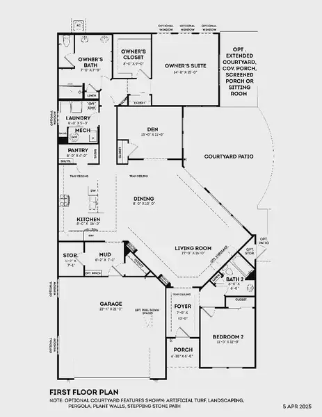 2D floor plan layout for the Promenade by Epcon Communities in Lakeside at Millican Reserve, College Station, TX (Image 5).