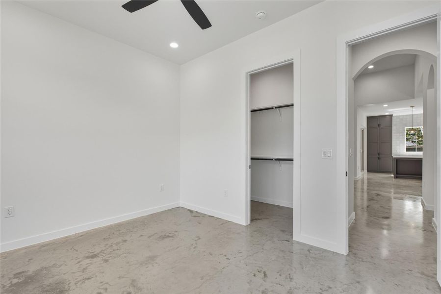 Front bedroom 3 with ceiling fan, recessed lighting ,walk in closet Front bedroom 3 with ceiling fan, recessed lighting ,walk in closet