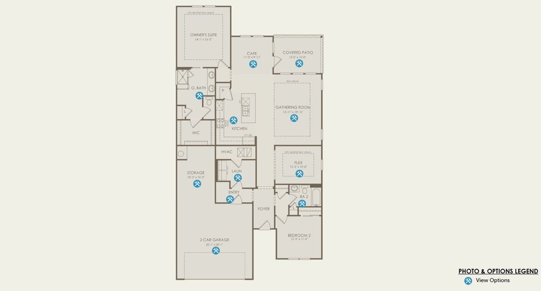2D floor plan layout for the Mystique by Del Webb in Del Webb Sugar Land at Ryehill, Rosenberg, TX (Image 3).