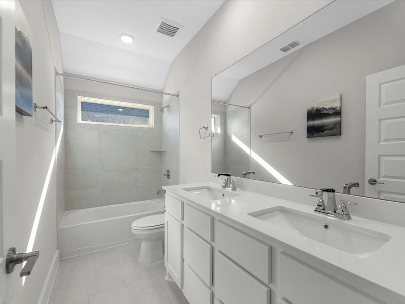 Furnished interior view inside a new home in Dunham Pointe 60′, Cypress (Image 9).