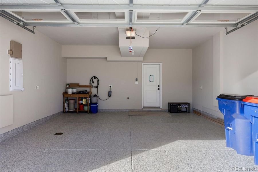 2-car garage with an epoxy sealed floor.