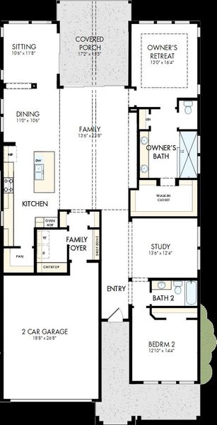 2D floor plan layout of this home in Kissing Tree – Spruce Series, San Marcos, TX (Image 2). 2D floor plan layout of this home in Kissing Tree – Spruce Series, San Marcos, TX (Image 2).