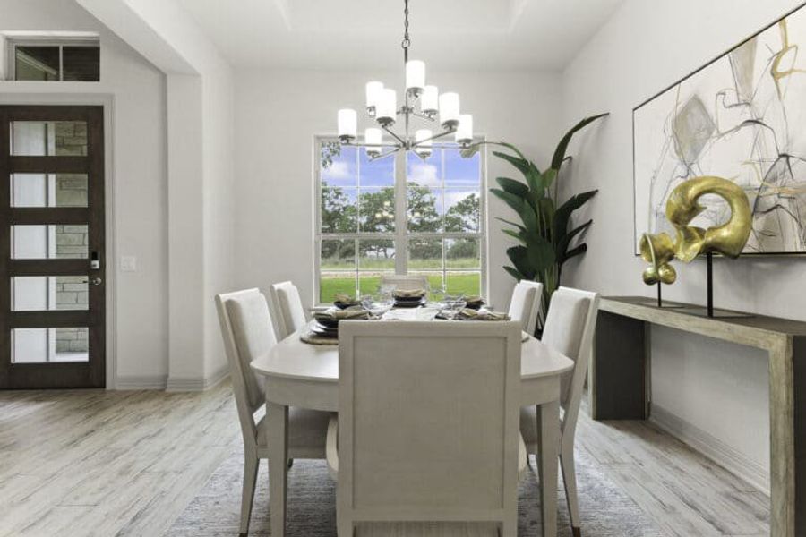 Formal dining area in Ashlyn home at Belle Oaks, Bulverde TX