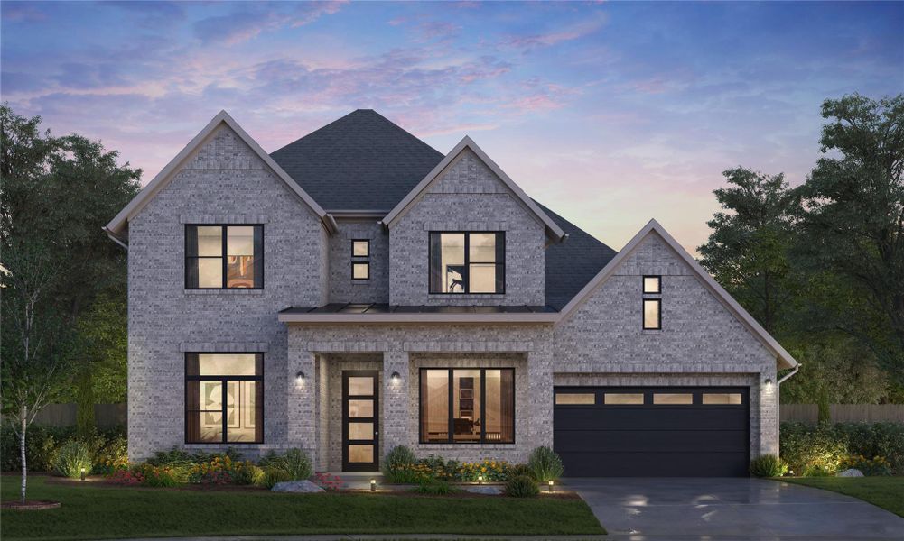 Front exterior of a new home in Canterra Creek 60', Iowa Colony, TX, highlighting curb appeal (Image 1). Front exterior of a new home in Canterra Creek 60', Iowa Colony, TX, highlighting curb appeal (Image 1).