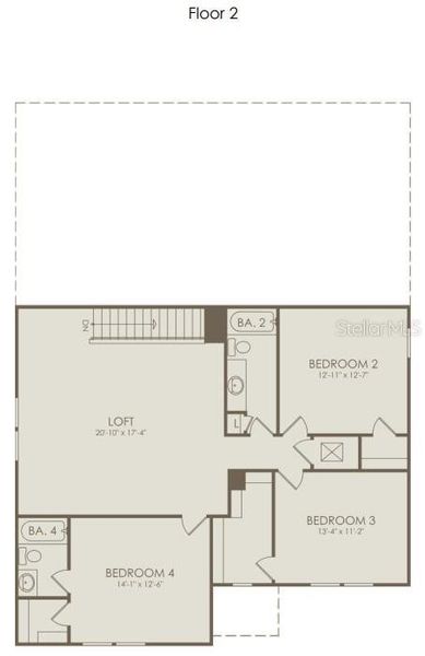 2D floor plan layout of this home in Amelia Groves, St. Cloud, FL (Image 2).
