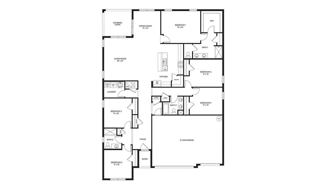 2D floor plan layout for the COVINGTON by D.R. Horton in Lakes of Mount Dora, Mount Dora, FL (Image 3). 2D floor plan layout for the COVINGTON by D.R. Horton in Lakes of Mount Dora, Mount Dora, FL (Image 3).