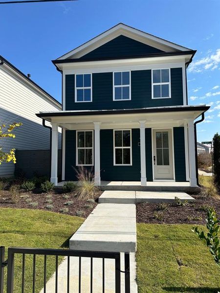 Front exterior of a new home in Harmony, Auburn, GA, highlighting curb appeal (Image 12).