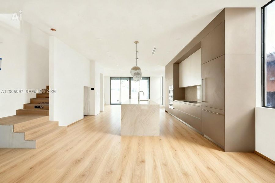Open Concept Family, Kitchen, Living Area.