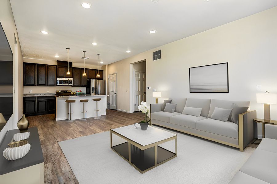 Representative furnished interior of a home built from the Vyktorea II by Lokal Homes in Gateway Commons, Denver (Image 4).