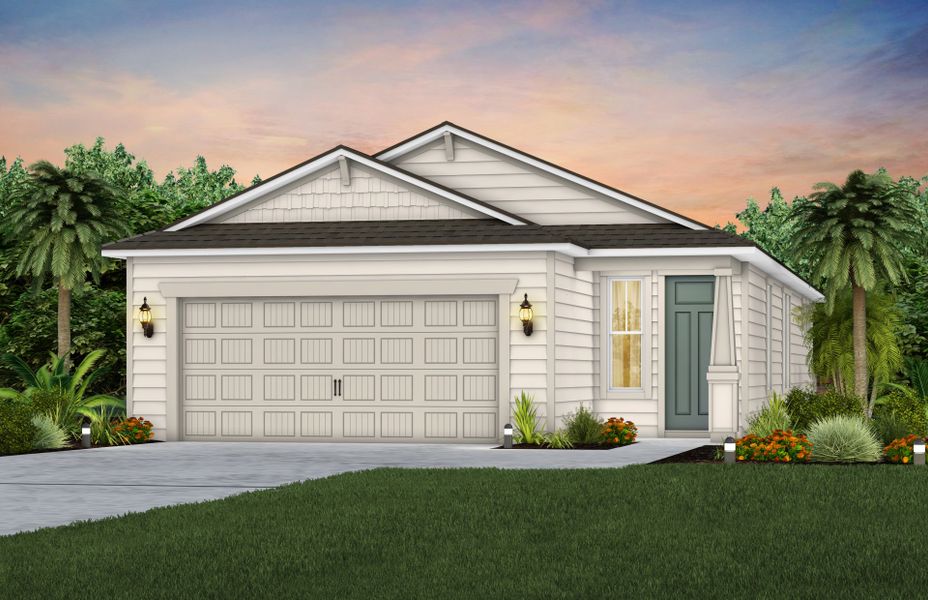 Representative exterior photo of a completed home built from the Hallmark by Pulte Homes in Seminole Palms, Palm Coast, FL (Image 20).