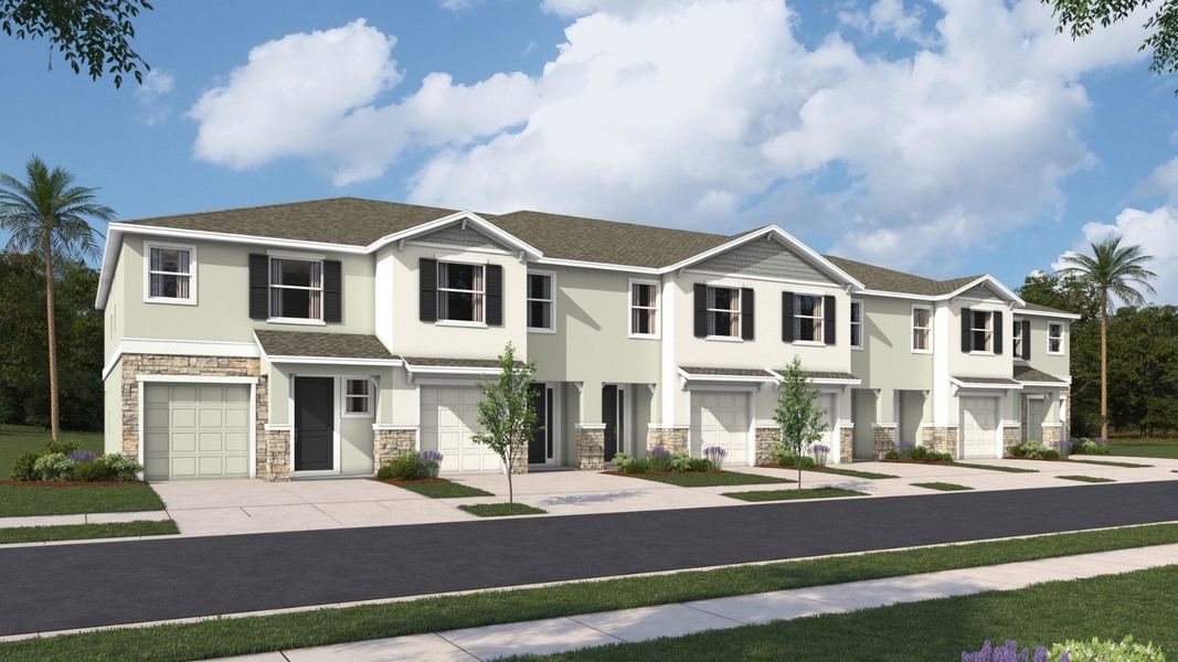 Representative exterior photo of a completed home built from the Addington by D.R. Horton in Sanctuary at Citrus Park Townhomes, Tampa, FL (Image 2). Representative exterior photo of a completed home built from the Addington by D.R. Horton in Sanctuary at Citrus Park Townhomes, Tampa, FL (Image 2).