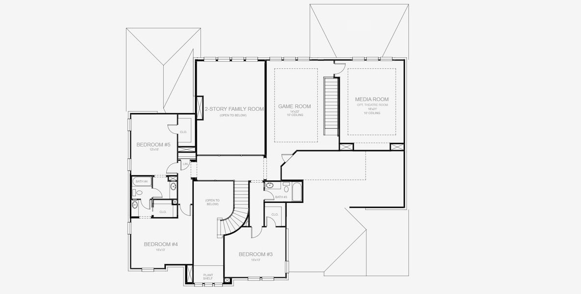 2D floor plan layout for the 4978W by Perry Homes in Lakes of Cane Island, Katy, TX (Image 4).