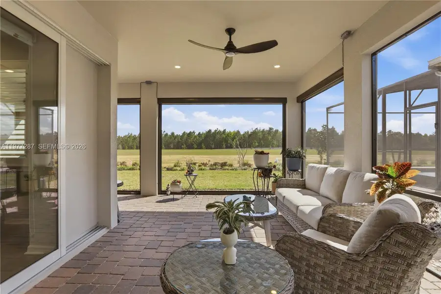 Exterior details and patio area of a home in Del Webb Minneola, Minneola (Image 24).