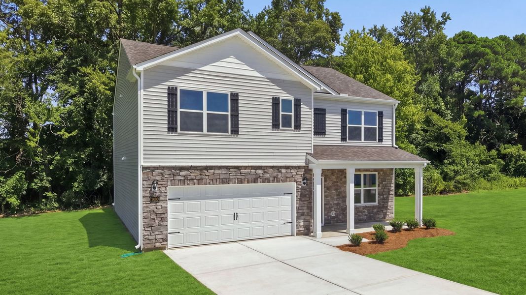 Front exterior of a new home in Villa Grande, Winterville, NC, highlighting curb appeal (Image 16).