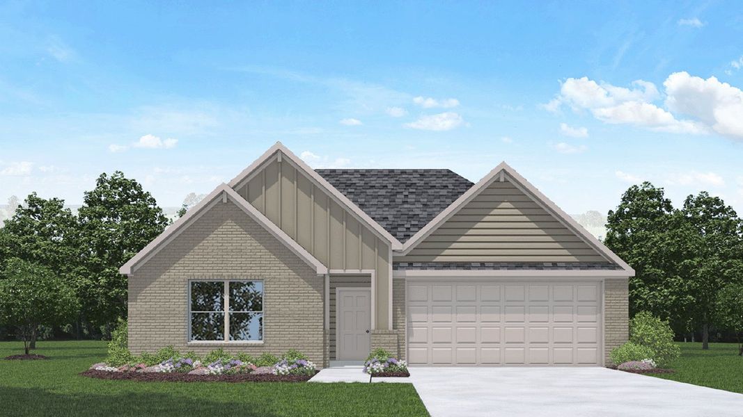 Front exterior of a new home in Silverthorne, Conroe, TX, highlighting curb appeal (Image 1). Front exterior of a new home in Silverthorne, Conroe, TX, highlighting curb appeal (Image 1).
