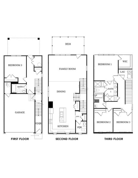 2D floor plan layout for the Rutherford by D.R. Horton in Overlook at Peachtree Corners, Peachtree Corners, GA (Image 4).