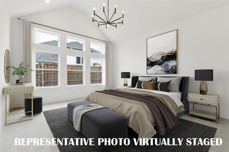 The peaceful owner's suite is located at the back of the home for additional privacy.  REPRESENTATIVE PHOTO.