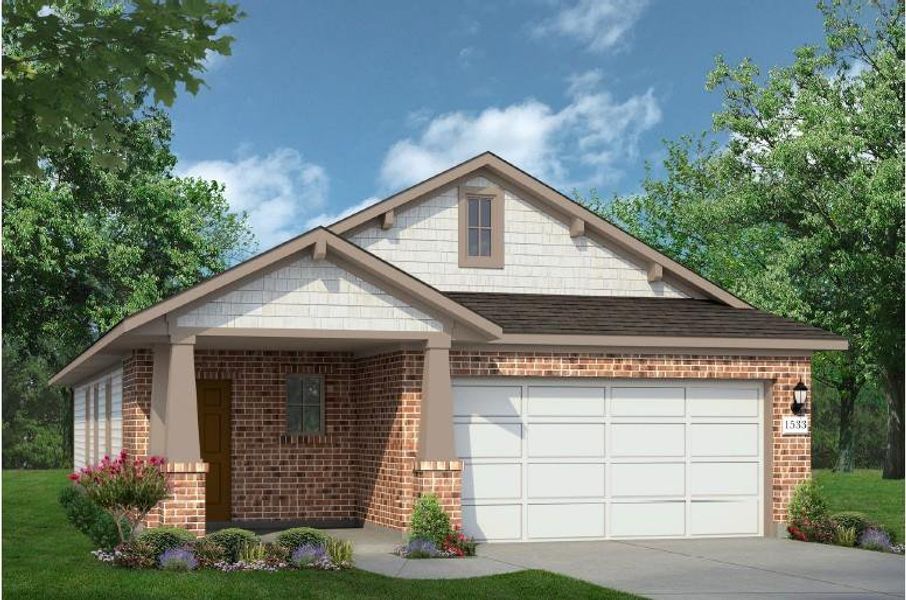 Front exterior of a new home in Mustang Meadows, Waller, TX, highlighting curb appeal (Image 1). Front exterior of a new home in Mustang Meadows, Waller, TX, highlighting curb appeal (Image 1).