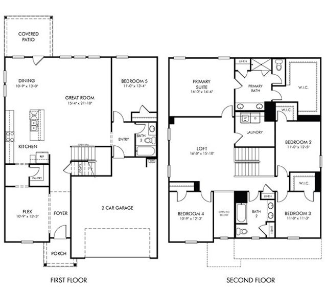 2D floor plan layout of this home in Preserve at Mountain Creek, Pendergrass, GA (Image 4).