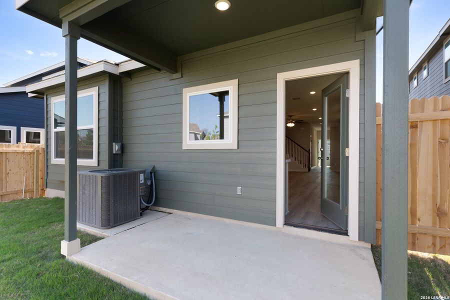 Exterior details and patio area of a home in Casinas at Gruene, New Braunfels (Image 12).