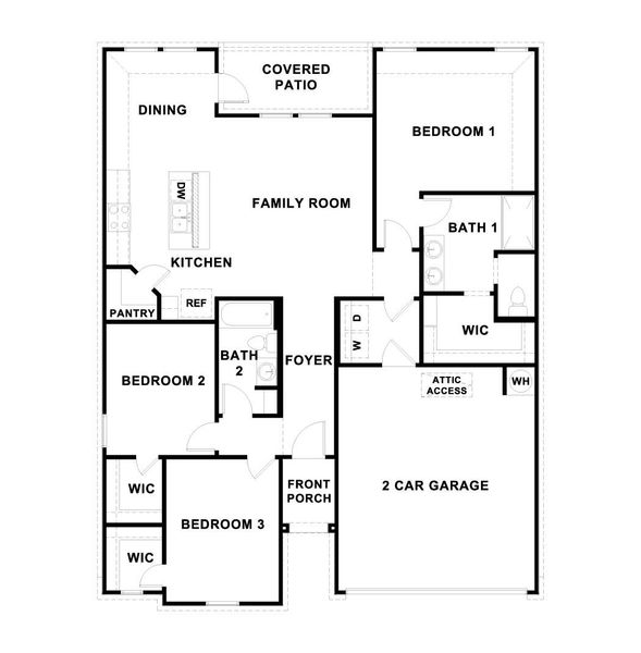 2D floor plan layout of this home in Thunder Rock, Marble Falls, TX (Image 2).